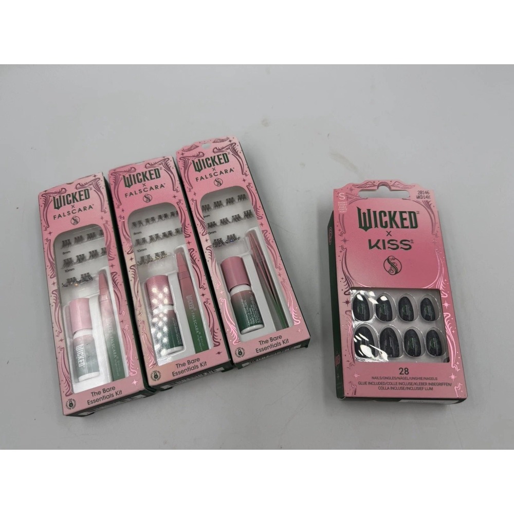 Lot Of 4 Falscara WICKED x Falscara The Bare Essentials Kit x3  & WICKED Nailsx1